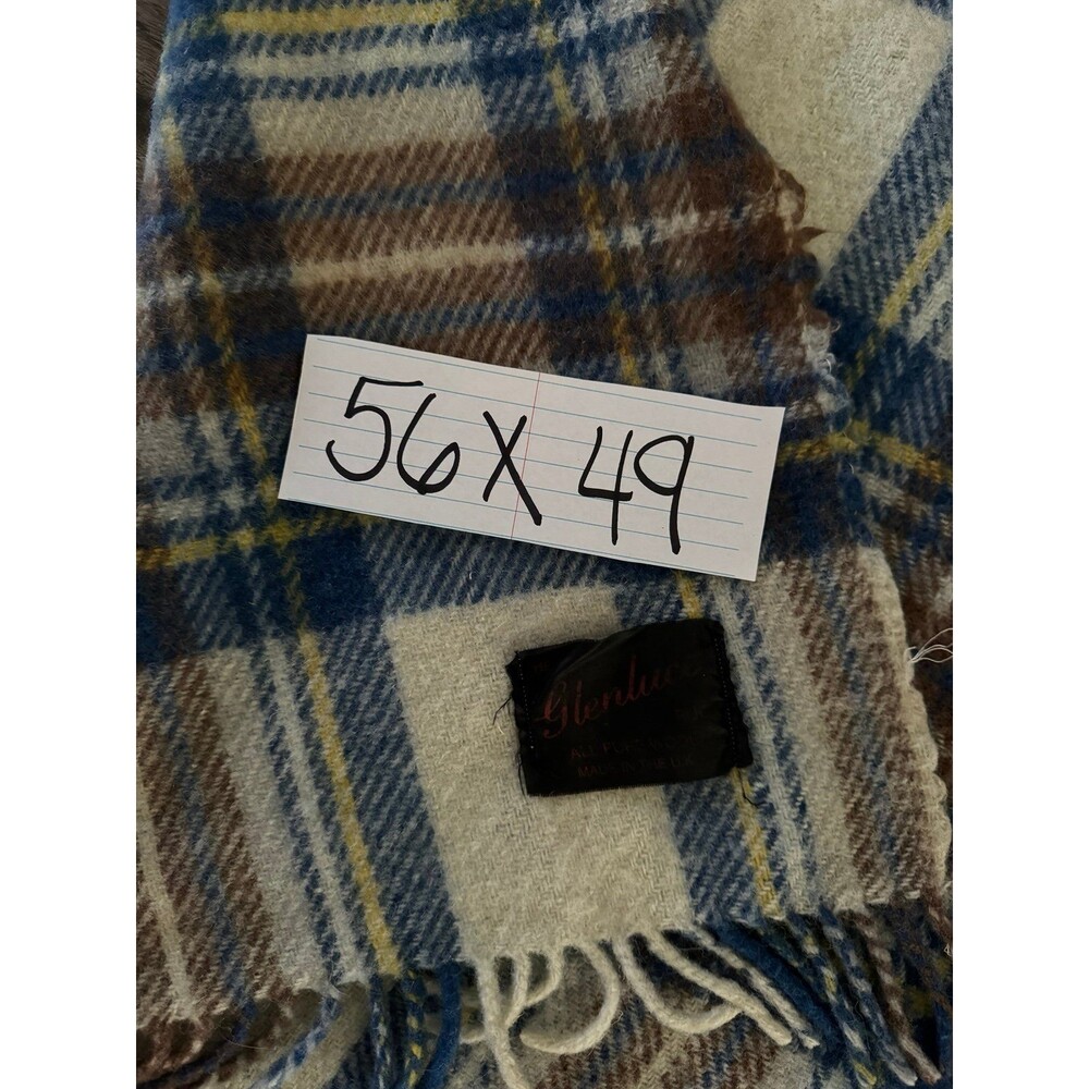Prince of Scots Highland Tartan Tweed Merino Wool Throw blue plaid 56”x49” - Picture 2 of 2